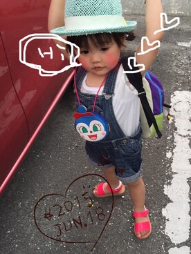 「アイスクリーム」｜「アイテム（オールインワン・サロペット）」を使った、るう♡さん（キッズ・80cm）の夏コーディネート