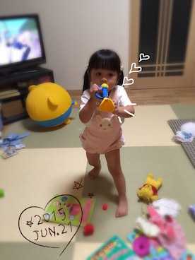「動物モチーフ」｜「アイテム（オールインワン・サロペット）」を使った、るう♡さん（キッズ・80cm）の夏コーディネート
