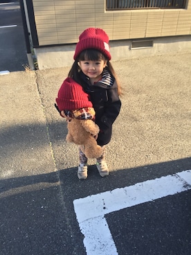 「動物モチーフ」｜「アイテム（ダッフルコート）」を使った、るう♡さん（キッズ・90cm）の秋コーディネート