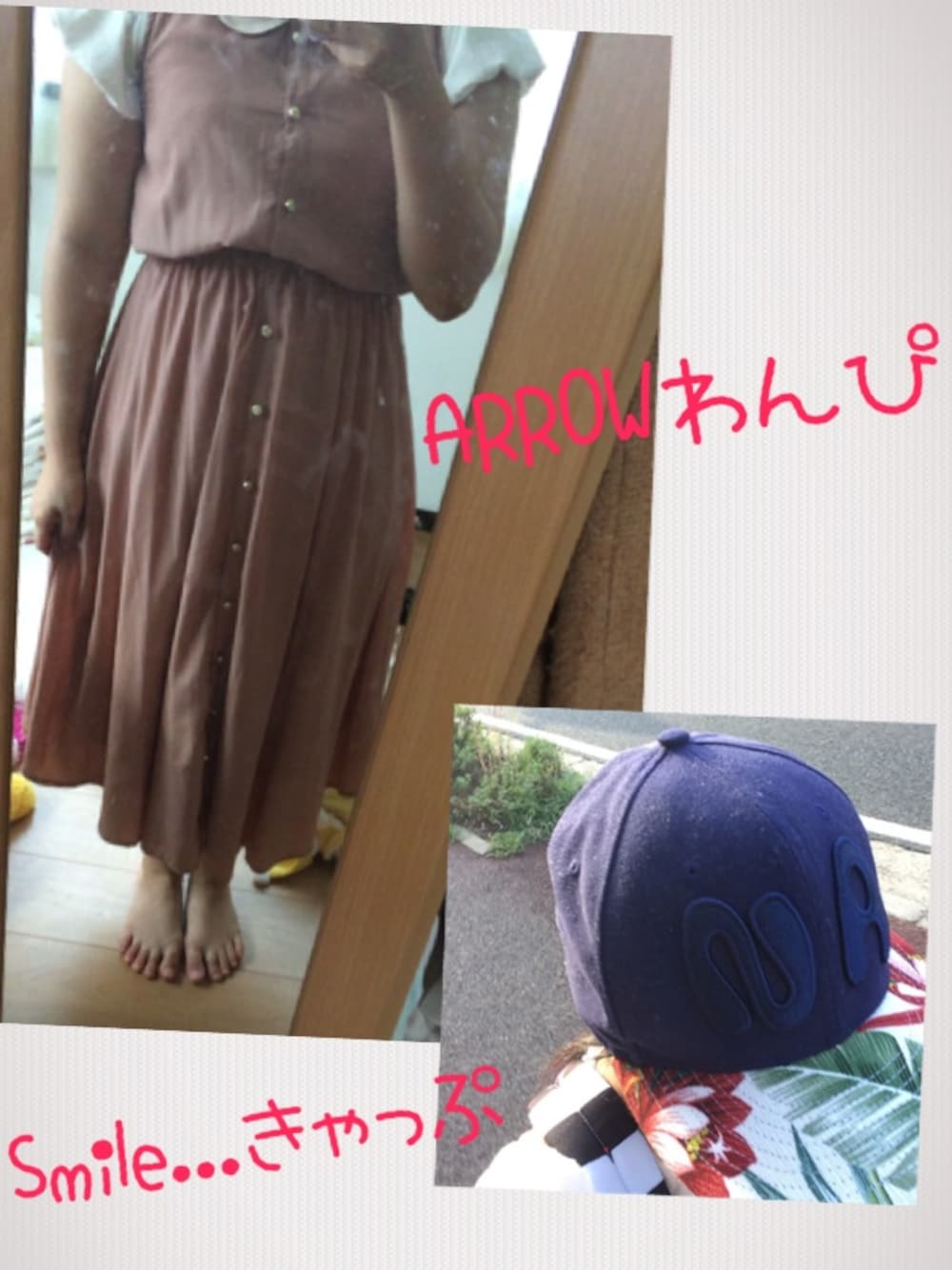 「ARROWのアイテム（ワンピース、ピンク系）」を使った、みるふぃさん（レディース・154cm）の夏コーディネートの1枚目の写真