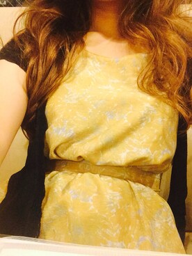「クイーンズのアイテム（ワンピース、イエロー系）」を使った、ogiさん（レディース・158cm）の秋コーディネート