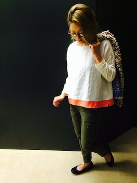「定番」｜「アイテム（チュニック）」を使った、さゆるゆるさん（レディース・156cm）の冬コーディネート