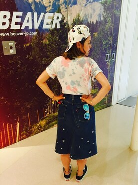 「BEAVER（ビーバー）のアイテム（アンクレット）」を使った、さゆるゆるさん（レディース・155cm）の夏コーディネート