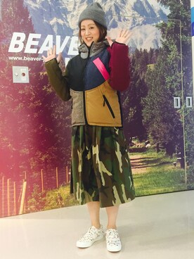 「Snugpak（スナグパック）のアイテム」を使った、さゆるゆるさん（レディース・155cm）の秋コーディネート