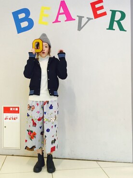 「SKOOKUM（スクーカム）のアイテム（ジャケット/アウター）」を使った、さゆるゆるさん（レディース・155cm）の秋コーディネート