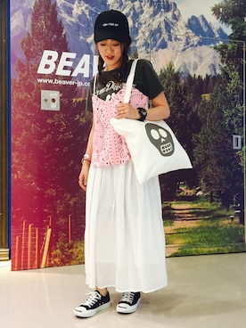 「rasox（ラソックス）のアイテム（レッグウェア）」を使った、さゆるゆるさん（レディース・155cm）の夏コーディネート