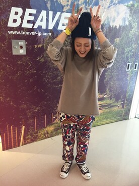 「ラブ＆ピース2016」｜「アイテム（スウェット）」を使った、さゆるゆるさん（レディース・155cm）の秋コーディネート
