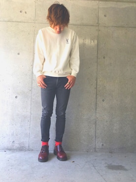 「Yves Saint Laurent（イヴサンローラン）のアイテム（スウェット）」を使った、taku.さん（メンズ・181cm）の春コーディネート