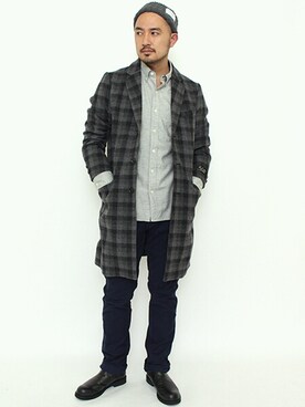 「CIAOPANIC TYPY（チャオパニックティピー）のアイテム（チェスターコート）」を使った、Yusuke Tanakaさん（メンズ・173cm）の秋コーディネート