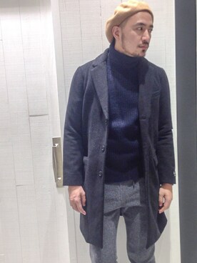 「CIAOPANIC TYPY（チャオパニックティピー）のアイテム（チェスターコート）」を使った、Yusuke Tanakaさん（メンズ・173cm）の冬コーディネート
