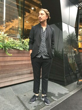 「soe（ソーイ）のアイテム（トップス）」を使った、Yusuke Tanakaさん（メンズ・173cm）の秋コーディネート