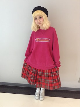 「UNIF」｜「アイテム（スウェット）」を使った、スーパースピンズ福岡天神コア店さん（レディース・148cm）の冬コーディネート