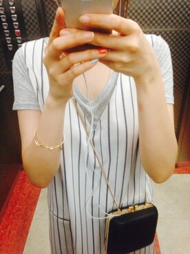 「ZARA（ザラ）のアイテム（ショルダーバッグ、ブラック系）」を使った、yunさん（レディース・168cm）の夏コーディネート