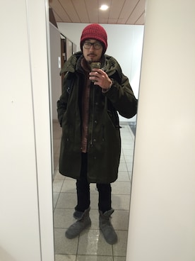 「CLOSED（クローズド）のアイテム（パンツ）」を使った、Fusanori Tsujiさん（メンズ・183cm）の冬コーディネート