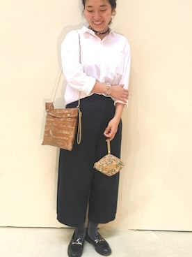 「アイテム（ポーチ）」を使った、mi3mi3さん（レディース・151cm）の秋コーディネート
