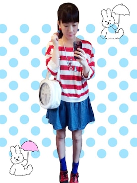 「Candy Stripper（キャンディストリッパー）のアイテム（アクセサリー）」を使った、ミーコさん（レディース・157cm）の夏コーディネート