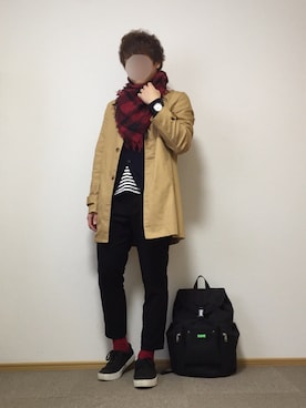 「アイテム（ステンカラーコート）」を使った、ko_baさん（メンズ・170cm・10代）の秋コーディネート