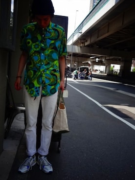「Eddie Bauer（エディーバウアー）のアイテム（トートバッグ）」を使った、中尾聖隆さん（メンズ・175cm）の夏コーディネート
