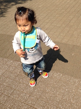 「BEAMS（ビームス）のアイテム（シューズ）」を使った、HANAE♡YUJINさん（キッズ・80cm）の春コーディネート