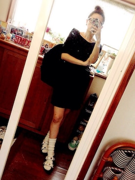 「UNIQLO（ユニクロ）のUNIQLO ワンピ（ワンピース、ブラック系）」を使った、TSUNさん（レディース・162cm）の夏コーディネート