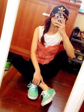 「UNIQLO（ユニクロ）のUNIQLO クロップドパンツ ブラック（その他パンツ、ブラック系）」を使った、TSUNさん（レディース・162cm）の夏コーディネート