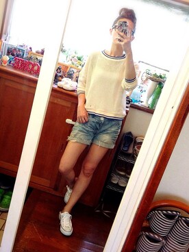 「ZARA（ザラ）のZARA  （ニット/セーター、ベージュ系）」を使った、TSUNさん（レディース・162cm）の夏コーディネート