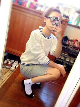 「ZARA（ザラ）のZARA  （ニット/セーター、ベージュ系）」を使った、TSUNさん（レディース・162cm）の夏コーディネート