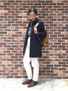 「アイテム（ステンカラーコート）」を使った、tahara.さん（レディース・164cm・30代）の冬コーディネート