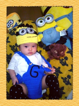 「アイテム（レッグウォーマー、ブラック系）」を使った、cocotaro-npeさん（キッズ・60cm）の冬コーディネート