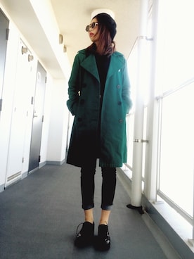「丸サングラス」｜「アイテム（トレンチコート）」を使った、ʜᴀʀᴜᴋᴀさん（レディース・163cm）の秋コーディネート