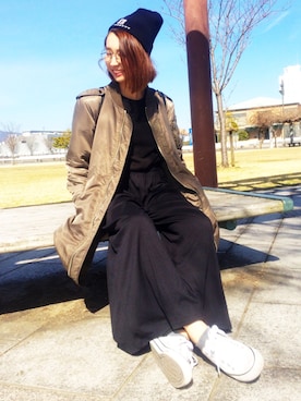「used mix」｜「アイテム（ブルゾン）」を使った、ʜᴀʀᴜᴋᴀさん（レディース・163cm）の冬コーディネート