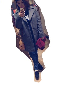 「ショッピング」｜「アイテム（ダウンジャケット/コート）」を使った、Yuu.さん（レディース・155cm）の秋コーディネート