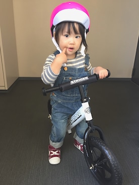 「ストライダー」｜「アイテム（オールインワン・サロペット）」を使った、CHAMAさん（キッズ・80cm）の秋コーディネート