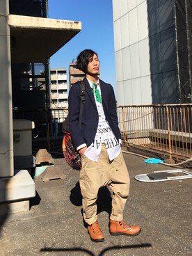 「MACARONIC（マカロニック）のアイテム」を使った、斎藤智輝さん（メンズ・168cm）の冬コーディネート