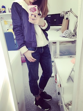 「adidas Originals（アディダスオリジナルス）のオリジナルス エヌ エム ディー [NMD RNR PK]（スニーカー）」を使った、__loveyui__さん（レディース・152cm）の春コーディネート