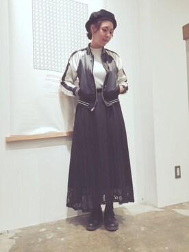サトウサヤカさんの「レース ロングプリーツスカート」を使ったコーディネート
