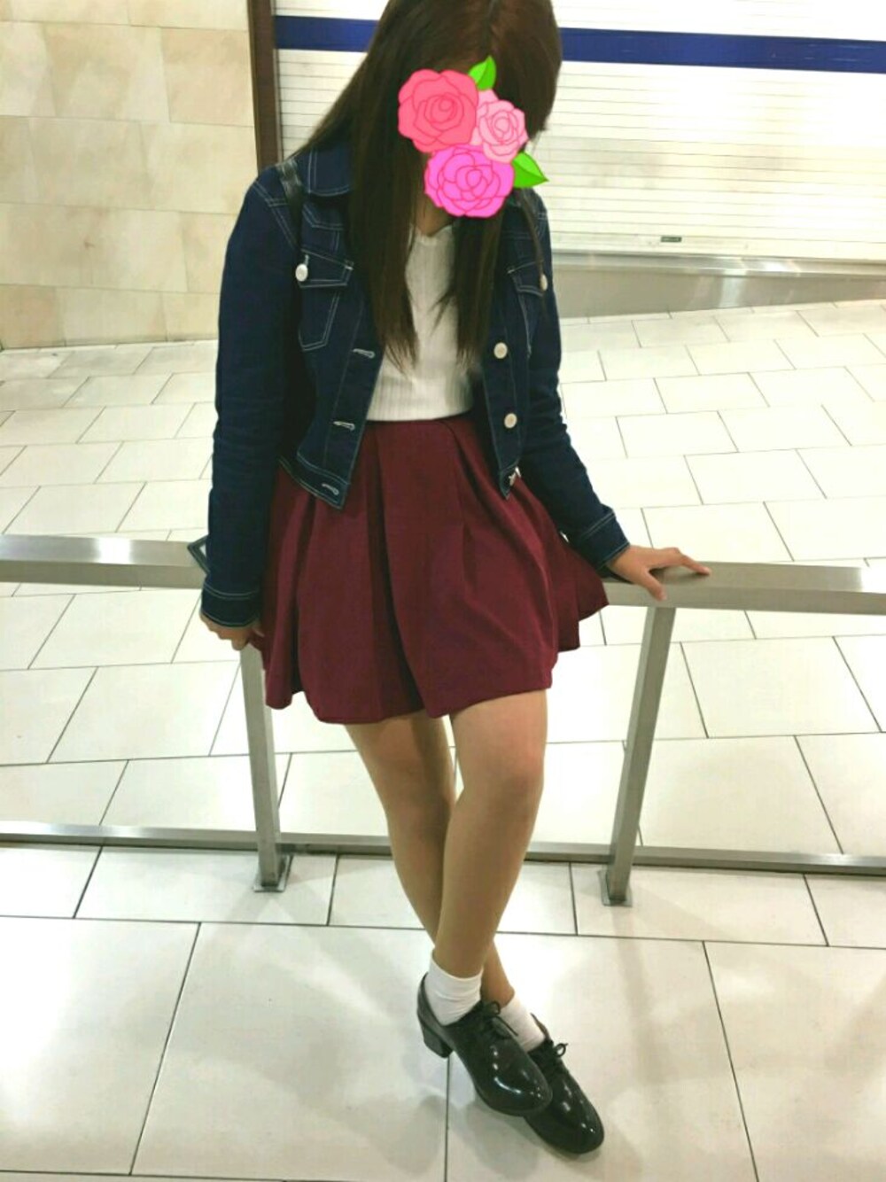 「初投稿、よろしくどうぞ、おしゃれさんと繋がりたい」｜「WEGOのWEGO/レースアップブーティ（ブーティ、ブラック系）」を使った、はるみかんさん（レディース・163cm）の春コーディネートの1枚目の写真
