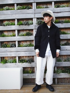 「アイテム（ムートンコート）」を使った、KoooooUTAROUさん（メンズ・180cm・20代）の冬コーディネート
