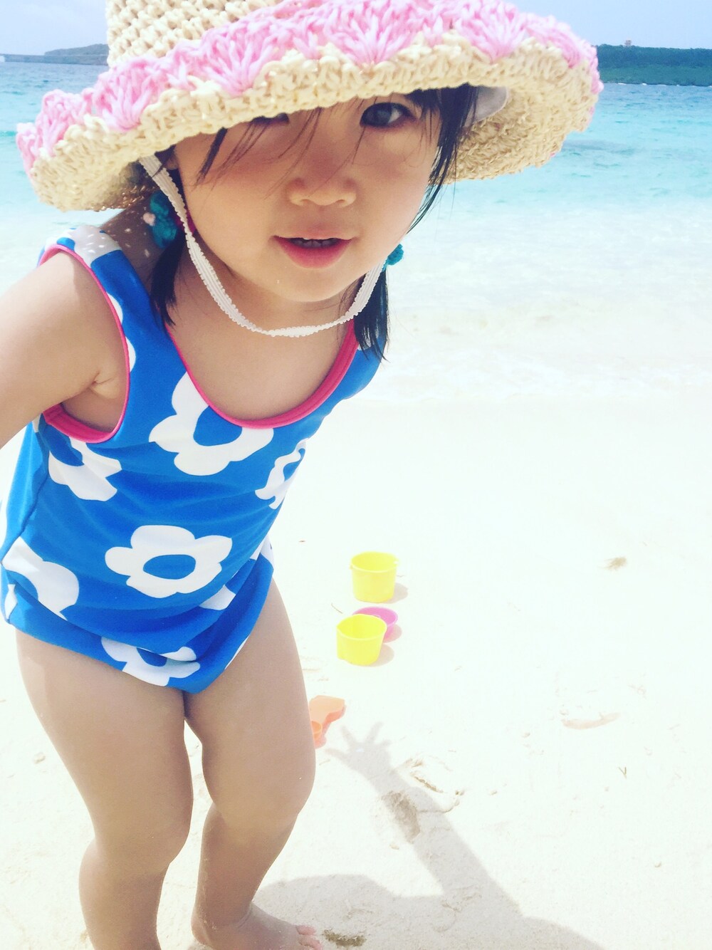 「水着、キッズコーデ、ビーチスタイル」｜「BOBO CHOSESのアイテム（水着、ブルー系）」を使った、moz777さん（キッズ・90cm）の春コーディネートの1枚目の写真