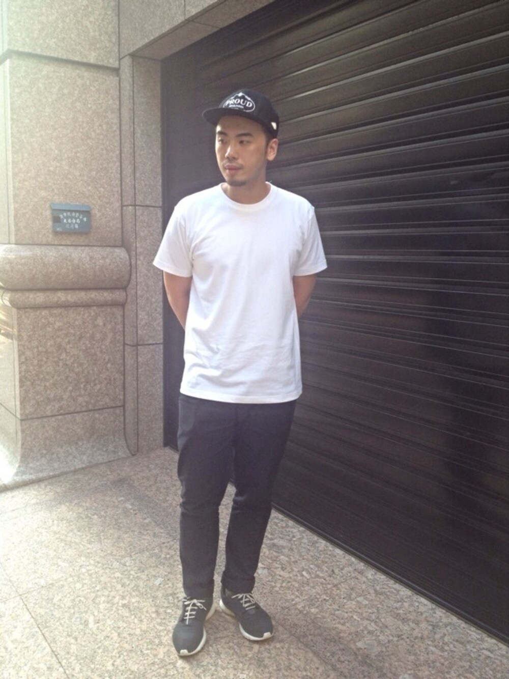 「NIKE、ZARA、stereovinyls、ROSHERUN」｜「Stereoのproud（キャップ、ブラック系）」を使った、Tofuさん（メンズ・175cm）の夏コーディネートの1枚目の写真