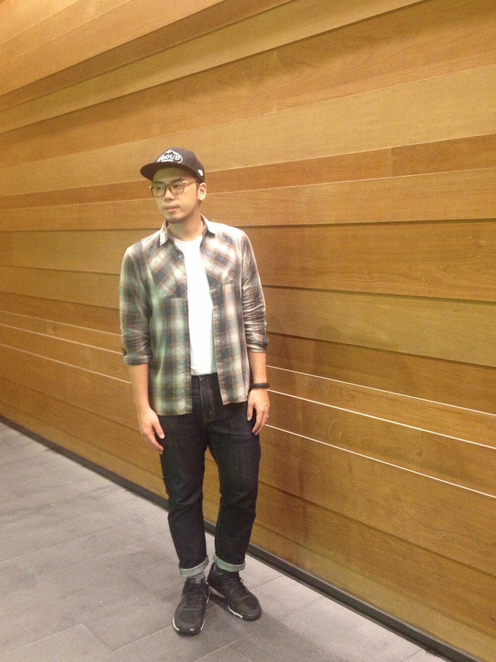 「Levis、stereovinyls、NIKE、UNIQLO、uu」｜「Stereoのproud（キャップ、ブラック系）」を使った、Tofuさん（メンズ・175cm）の夏コーディネートの1枚目の写真