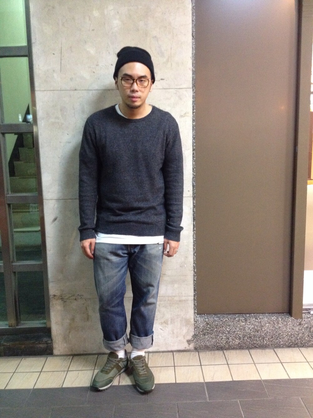 「UNIF、NET、ape、Bape、A BATHING APE、ck、Calvin Klein PLATINUM(Calvin Klein PLATINUM)、Taiwan、TAIPEI、WEARBOOKエントリー」｜「Calvin Kleinのアイテム（スニーカー、グリーン系）」を使った、Tofuさん（メンズ・175cm）の秋コーディネートの1枚目の写真
