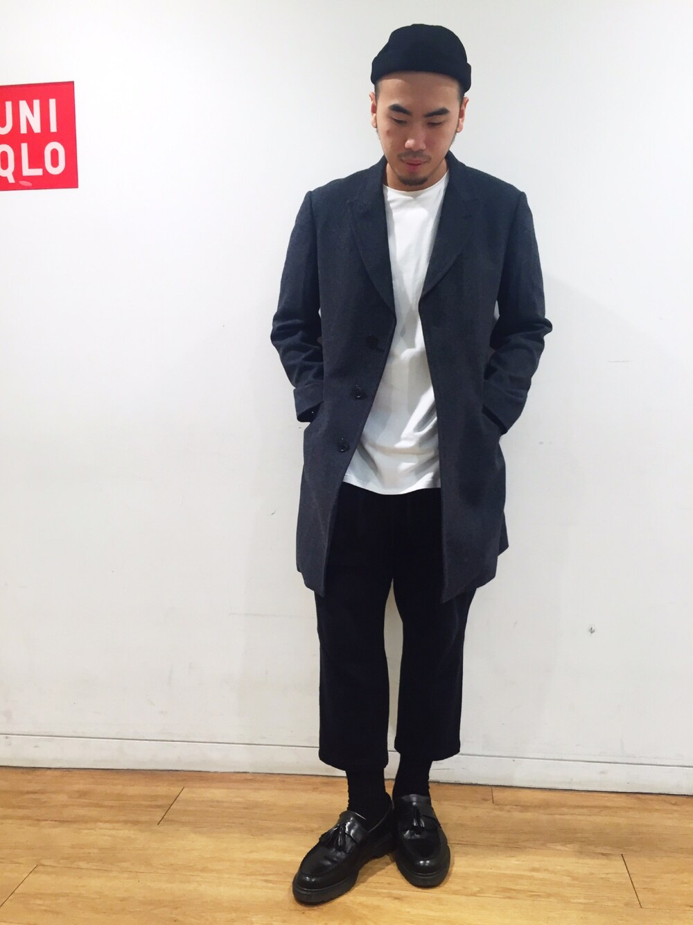 「public school、BETON CIRE、bread & boxers、UNIQLO、Dr.Martens、TAIPEI、Taiwan」｜「betoncireのアイテム（キャップ、ブルー系）」を使った、Tofuさん（メンズ・175cm）の秋コーディネートの1枚目の写真