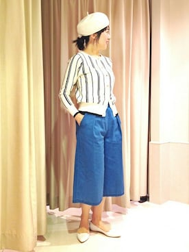 「ガウチョパンツ」｜Yuさん（レディース・156cm）の冬コーディネート