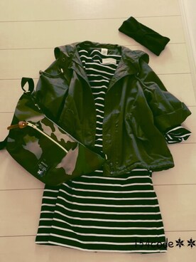 「アイテム（メッセンジャーバッグ、グリーン系）」を使った、pukiさん（レディース・154cm）の春コーディネート