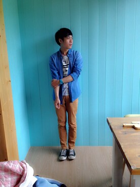 「YELLOW RUBY（イエロールビー）のアイテム（パンツ）」を使った、Ian Chenさん（メンズ・170cm）の夏コーディネート