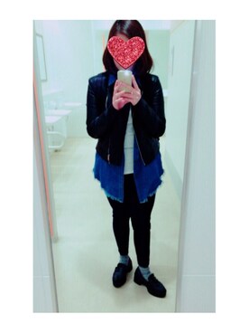 「ラフスタイル」｜「アイテム（ライダースジャケット）」を使った、ayaさん（レディース・160cm）の春コーディネート