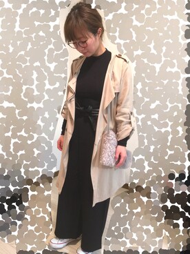 「Another Edition（アナザーエディション）のアイテム（トレンチコート）」を使った、よこぴさん（レディース・148cm）の秋コーディネート