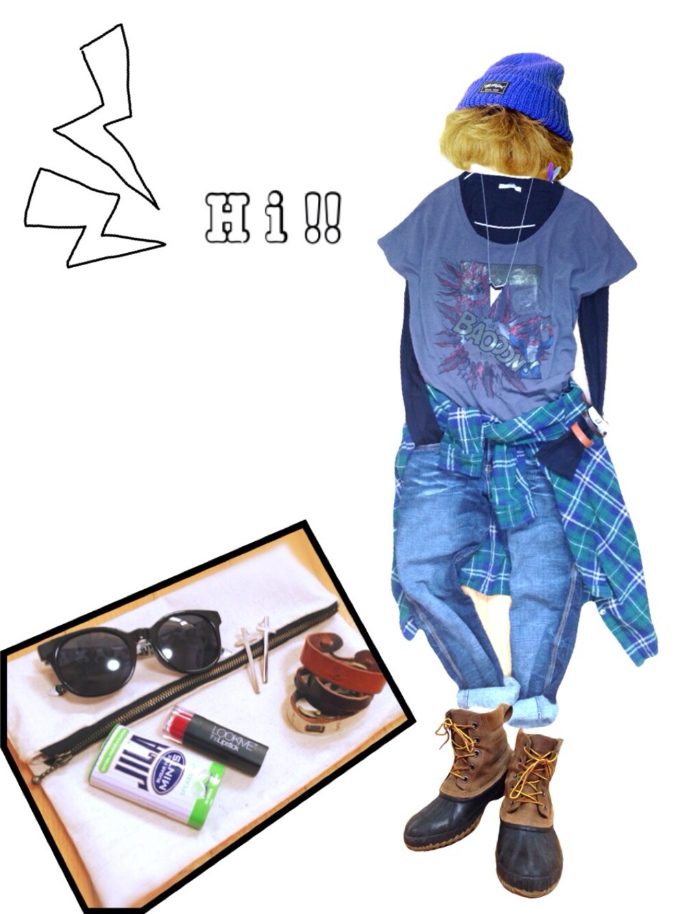 「ストリート」｜「DOUBLE NAMEのドルマンＴシャツ（Tシャツ/カットソー、グレー系）」を使った、▲▽ みんと △▼さん（レディース・160cm）の春コーディネートの1枚目の写真