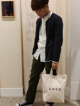 「coenスタッフスタイリング」｜「アイテム（財布/小物）」を使った、coen のもとさん（メンズ・171cm）の春コーディネート